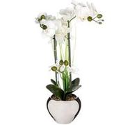 Atmosphera Orchidée artificielle vase céramique argent H53 cm