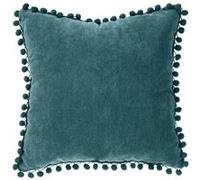Créateur d'intérieur - Coussin à Pompons "Jao" 40x40cm Bleu Canard