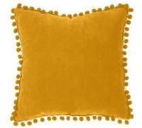 Atmosphera Créateur d'intérieur - Coussin à Pompons "Jao" 40x40cm Ocre OCRE G