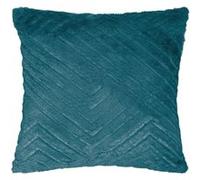 Homemaison Coussin déhoussable - Effet imitation fourrure, polyester - Bleu canard