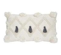 Atmosphera Créateur d'intérieur - Coussin Déco à Pompons "Row" 30x50cm Gris Gris ardoise G