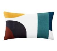 Atmosphera – Coussin déco Hary – Motifs géométriques brodés, Coton 30x50 cm – Multicolore