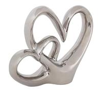 Atmosphera Créateur d'intérieur - Double Cœur Déco en Dolomite "Safina" 21cm Argent