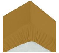 Atmosphera Créateur d'intérieur - Drap Housse 2 Personnes "Percale" 180x200cm Mordoré Jaune G