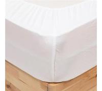 Atmosphera – Drap housse Priscia microfibre aspect coton lavé 140x190 cm blanc