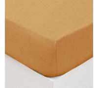 Atmosphera Créateur d'intérieur - Drap Housse Lavable Coton "Maria" 160x200cm Ocre Ocre G