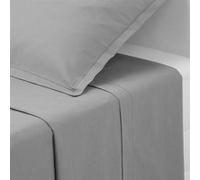 Atmosphera Créateur d'intérieur - Drap Plat 2 Personnes "Percale" 240x290cm Gris Gris G