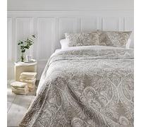 ATMOSPHERA CREATEUR D'INTERIEUR Ensemble Dessus de lit matelassé avec Ses 2 Housses de Coussin - Grande Taille - Coloris Beige