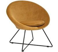 Atmosphera – Fauteuil Evan en velours – Jaune ocre