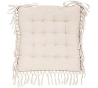 Galette de chaise ""Macra"" en macramé blanc ivoire 40x40cm - Atmosphera createur d'interieur