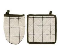 Atmosphera Créateur d'intérieur - Gant & Manique à Carreaux "Family Corner" 20cm Beige & Kaki Vert G