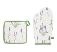 Atmosphera Créateur d'intérieur - Gant & Manique de Cuisine "Garrigue" 32cm Blanc Blanc