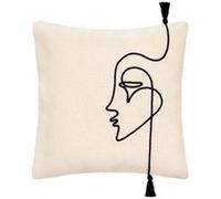Housse de coussin ""Visage"" - coton et corde - ivoire - 40x40 cm - Ivoire - Atmosphera createur d'interieur