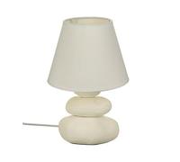 Atmosphera Créateur d'intérieur Lampe 3 Galets en Céramique à Poser strie - Blanc - H 30 X D 16,5 Cm