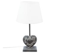 Atmosphera Créateur d'intérieur Lampe Coeur en Bois à Poser prati - Gris/Blanc - H 49 X D 25 Cm