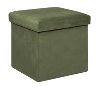 Atmosphera Pouf pliant Lilou en velours 38x38cm vert kaki
