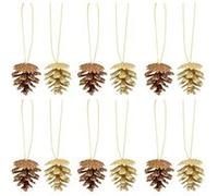 Atmosphera Créateur d'intérieur - Lot de 12 Sujets de Noël "Pommes de pin" 3cm Or & Bronze