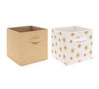 Atmosphera - 2 bacs de rangement enfant "Soleil" jaune 29x29 cm