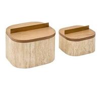 Atmosphera Créateur d'intérieur - Lot de 2 Boîtes Effet Travertin "Travi" 18cm Beige Beige