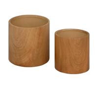 Atmosphera Créateur d'intérieur - Lot de 2 Cache-Pots Effet Bois SOA 14cm Naturel