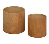 Cache-pots - ATMOSPHERA - Sao - Lot de 2 - D14,4 x H13,4 cm - Rond - Percé