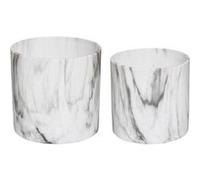 Atmosphera Créateur d'intérieur - Set de 2 cache-pots céramique effet marbre noir/blanc D12/D15 cm