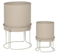 Atmosphera Cache-pots en métal Aze D30 x 44,3 cm Beige lin - Lot de 2