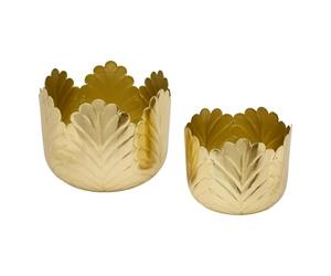 Atmosphera Créateur d'intérieur - Lot de 2 Cache-Pots en Métal Belli 21cm Doré