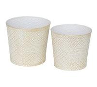 Créateur d'intérieur - Lot de 2 Cache-Pots en Métal "Tino" 22cm Blanc