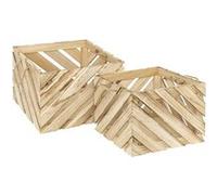 Atmosphera Créateur d'intérieur - Lot de 2 Caisses en Bois "Sulei" 37cm Naturel G