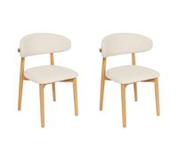 Atmosphera Créateur d'intérieur - Lot de 2 Chaises en Tissu Bouclette Sari 78cm Blanc & Naturel