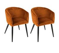 Atmosphera Créateur d'intérieur - Lot de 2 Fauteuils Design Velours Marlo 76cm Ambre