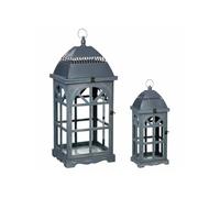 Atmosphera Créateur d'intérieur - Lot de 2 Lanternes "Bois" 77cm Gris