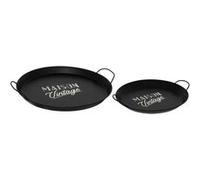 Atmosphera Créateur d'intérieur - Lot de 2 Plateaux de Service Café 50cm Noir Noir