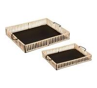 Atmosphera Créateur d'intérieur - Lot de 2 Plateaux Déco "Cosy" 37cm Beige & Noir Noir G
