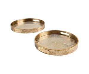 Atmosphera Créateur d'intérieur - Lot de 2 Plateaux Déco Elya 35cm Or