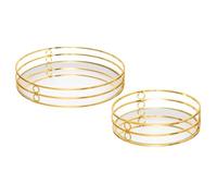 Atmosphera Créateur d'intérieur - Lot de 2 Plateaux Déco Miroir Feel 30cm Or