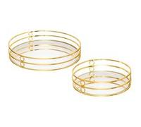Atmosphera – Lot de 2 plateaux déco miroir « Feel » 30 cm Or