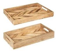 Atmosphera Créateur d'intérieur - Lot de 2 Plateaux en Bois "Wild" 41cm Beige Beige G