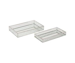 Atmosphera Créateur d'intérieur - Lot de 2 Plateaux Miroir en Verre Ania 28cm Argent