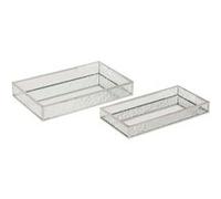 Créateur d'intérieur - Lot de 2 Plateaux Miroir en Verre "Ania" 28cm Argent