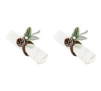 Atmosphera Créateur d'intérieur - Lot de 2 Ronds de Serviette "Branche Enneigée" 10cm Vert G