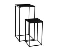 ATMOSPHERA CREATEUR D'INTERIEUR Lot de 2 sellettes Tables d'appoint en métal - Style Industriel - Coloris Noir