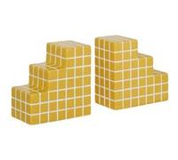 Atmosphera Créateur d'intérieur - Lot de 2 Serre-livres en Céramique "Poolside" 14cm Jaune Jaune