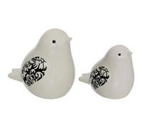 Atmosphera – Statuettes oiseaux Lumia – Lot de 2 en céramique 11 cm Blanc