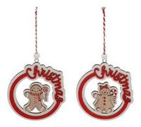 Atmosphera Créateur d'intérieur - Lot de 2 Sujets de Noël "Pain d'Épice" 9cm Rouge Rouge