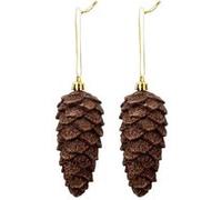 Atmosphera Créateur d'intérieur - Lot de 2 Sujets de Noël "Pommes de Pin" 12cm Marron