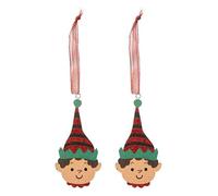 Atmosphera Créateur d'intérieur - Lot de 2 Sujets de Noël Tête de Lutin 11cm Multicolore