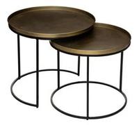 Lot de 2 tables gigognes ""Basile"" doré D51/56cm - Atmosphera createur d'interieur