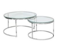 Lot de 2 Tables Basses Gigognes "Kneo" 80cm Argent